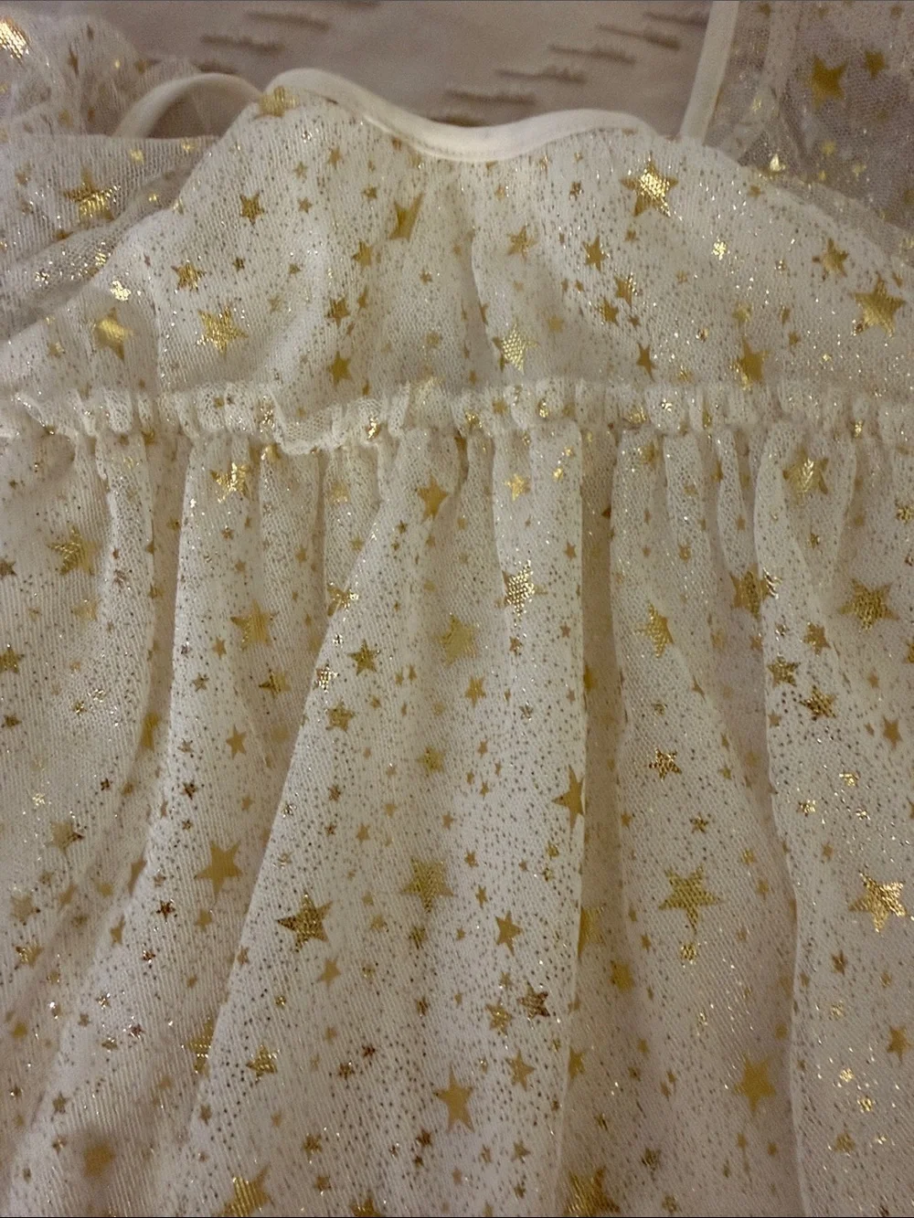 The Children's Place Ivory Tulle Dress with Gold Stars
